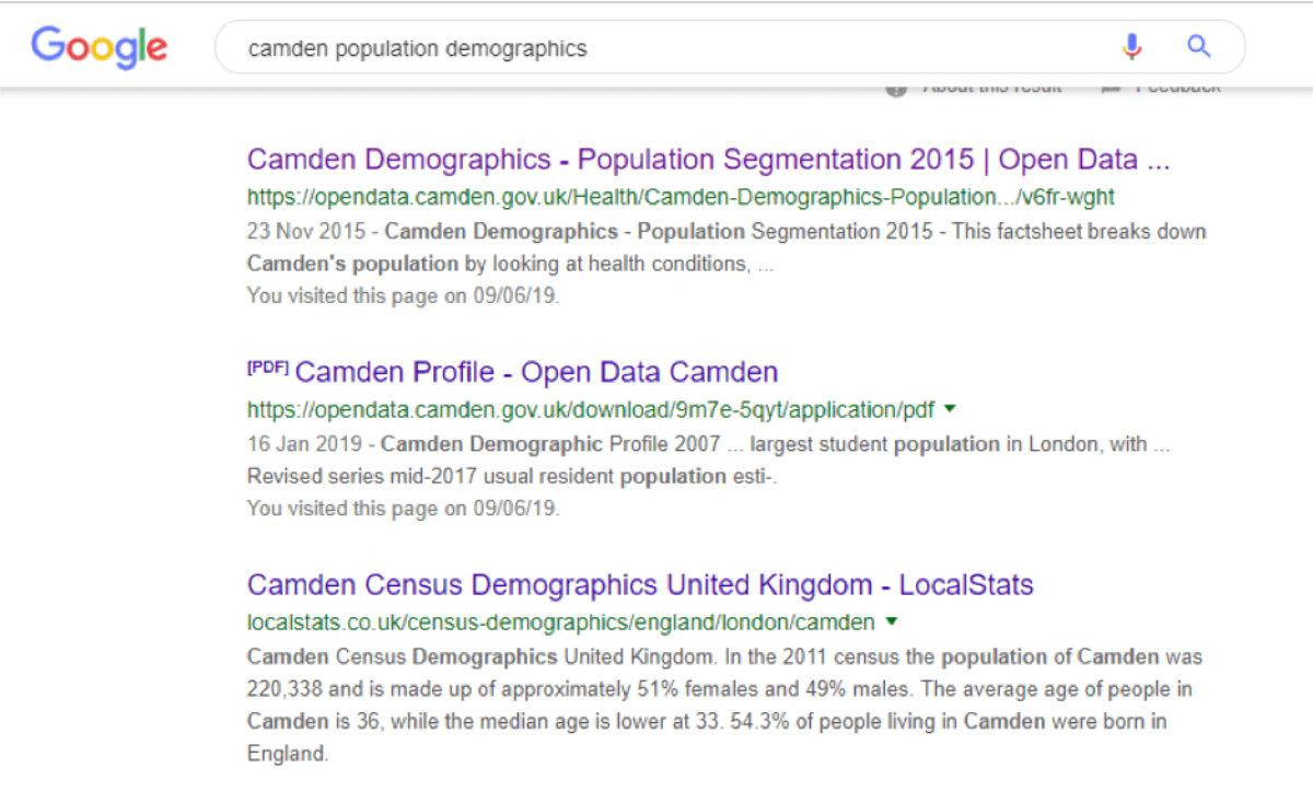 Image shows Google search engine results page.